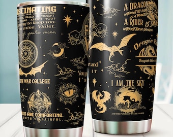 20 oz Dragon Rider Tumbler, Fourth Wing Iced Coffee Cup, Wing Glass Tumbler, Fantasy Gift Merch Tumbler, Romantasy, Christmas gift