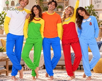 The Simpsons Raglan Pajamas Set, Homer Marge Bart Lisa Maggie Matching Halloween Sleepwear, Family Halloween Costume, Cartoon Group Outfit