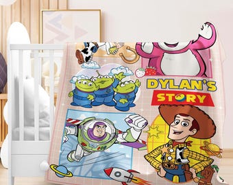 Custom Name Toy Story Blanket, Disneyland Toy Story Blanket, Woody Buzz Jessi Blanket, To Infinity and Beyond, Toy Story Birthday