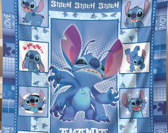 Personalized Stitch Blanket, Disneyland Stitch Blanket, Stitch Birthday Gifts, Stitch Blanket For Kids, Baby Shower Gifts