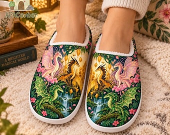 Wings of Fire Pantala Dragon Slippers, SilkWing HiveWing LeafWing Fantasy House Shoes, Cozy Fleece Lined Book Lover Gift