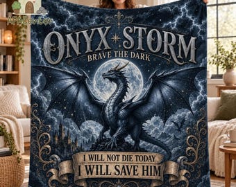 Fourth Wing Onyx Storm Blanket, Riorson House Bookish Throw, Basgiath War College Blanket, Onyx Storm Gift
