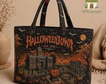 Halloweentown Tote Bag, Est 1998 Movie Gift, Spooky Season Handbag, Pumpkin Patch Carryall, Halloween 2026 Gift