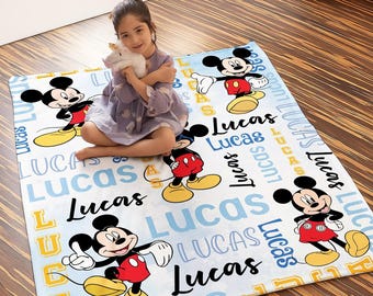 Personalized Mickey Fleece Blanket, Mickey Mouse Blanket, Disneyland Mickey Quilt, Mickey and Friends Blanket, Disneyland Throw Blanket