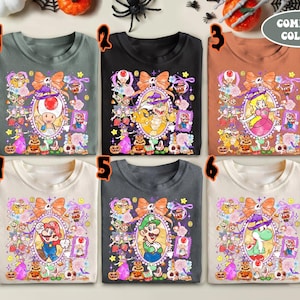 Coquette Bow Mario Halloween Matching Group Shirt, Super Mario Halloween Shirt, Mario Luigi Bowser Yoshi Peach Toad, Mario Halloween Party