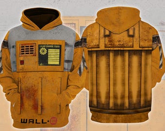 Wall-E 3D Full Over Print Shirt, Halloween Costume T-shirt Sweatshirt Hoodie, Funny Robot Cosplay Shirt, Halloween Party Gifts