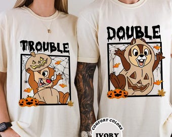 Double Trouble Chip And Dale Halloween Shirt, Chip and Dale Halloween Party Shirt, Chip N Dale Halloween Best Friends Matching T-shirt