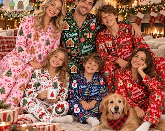 Personalized Christmas Pajama Set, Custom Name Matching Family Holiday Pjs, Cozy Winter Memories Sleepwear, Long Pants Or Pajama Shorts