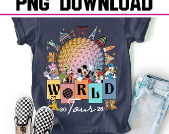 Epcot World Tour 2026 Png Download, Disneyland Epcot Center, Trink auf der ganzen Welt, Magic Kingdom Png, Familien Epcot Reise Shirt