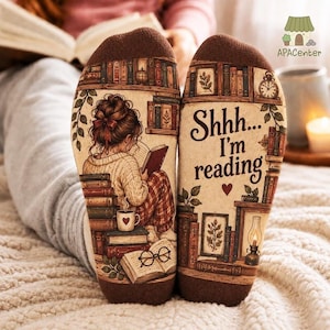 Custom Crew Socks, Personalized Bookish Gift for Readers, Socks Off Story On, Book Lover Christmas Gift 2026
