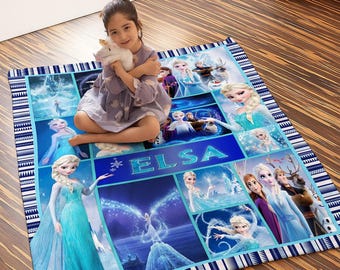 Personalized Frozen Movie Blanket, Frozen Elsa Anna Olaf DisneyWorld Blanket, Christmas Gift, Cartoon Fleece Blanket, Cartoon Quilt