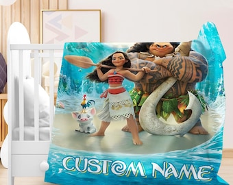 Custom Name Moana Maui Blanket, Moana 2 Movie Blanket, Disneyland Moana Blanket, Moana Princess Blanket, Blanket Birthday Gifts