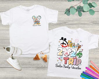 Personalized Two-sided Disneyland 2026 Family Trip T-Shirt, Disneyland Trip 2026 Comfort Colors Shirt, Mickey And Friends Shirt