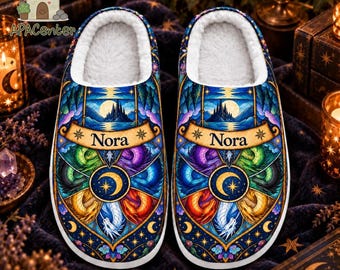Personalized Dragon Wheel Slippers, Wings of Fire Pyrrhia Pantala Inspired Fantasy Art, Custom Name Cozy House Shoes