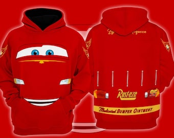 Lightning McQueen 3D Full Over Print Hoodie, Cars McQueen Cosplay Costume, Lightning McQueen Sweatshirt, Halloween Gifts, Birthday Gifts