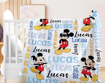 Personalized Mickey Fleece Blanket, Mickey Mouse Blanket, Disneyland Mickey Quilt, Mickey and Friends Blanket, Disneyland Throw Blanket