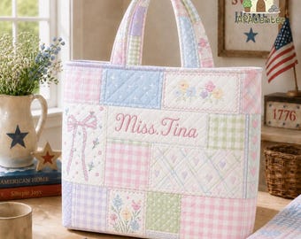 Quilted Quilted Tote Bag, Custom Bridesmaid Gift, Personalizedmed Shoulder Bag for Women's, Gift for Her, Beach Bag, Bachelorette Gift