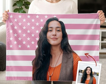 Custom Photo Pink American Flag Tapestry Personalized Tapestry Design Your Image Bedroom Decor Patriotic Custom Flag Wall Art Decor