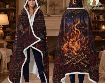 SJM A Court of Thorns and Roses Hooded Blanket, Splintered Harmony Wearable Throw, ACOTAR Fantasy Gift, Book Lover Blanket