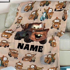 Custom Name Tow Mater Blanket, Disneyland Cars Movie Blanket, Birthday Boy Blanket, Cars Blanket, Tow Mater Blanket, Cars Fleece Blanket image 1