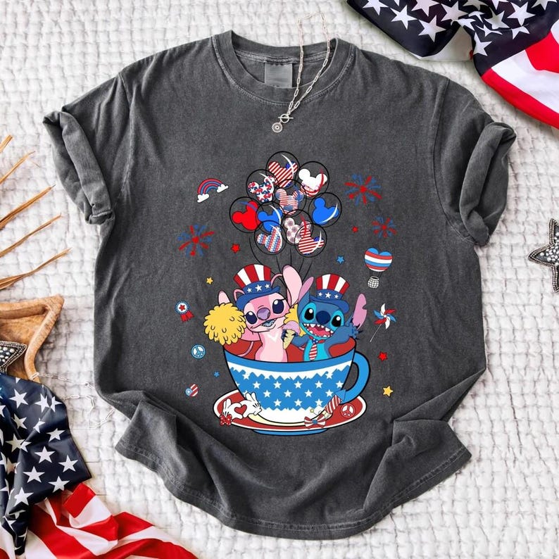 Stitch And Angel 4Th Of July Shirt, Disneyland Stitch 4Th Of July Shirt, Stitch And Angel, 4Th Of July Shirt, Disneyworld 4Th Of July Shirt image 3