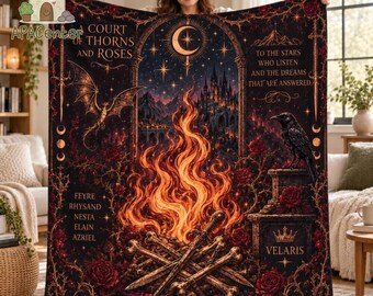ACOTAR Fleece Blanket, A Court of Thorns and Roses Velaris Night Court Throw Blanket, Feyre Rhysand Fantasy Bookish Gift, Cozy Reading Decor