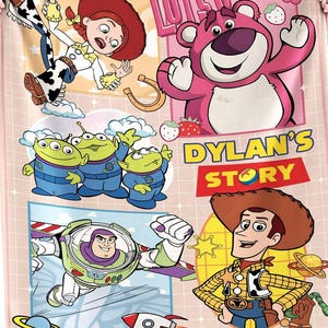 Manta personalizada de Toy Story con nombre, manta de Toy Story de Disneyland, manta de Woody, Buzz y Jessie, hasta el infinito y más allá, cumpleaños de Toy Story imagen 1