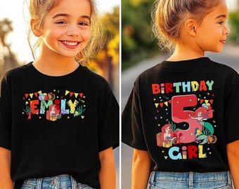 Personalized Little Mermaid Birthday Girl Shirt, Disneyland Ariel Princess Shirt, Girl Birthday Trip Shirt, Custom Birthday Tee