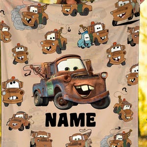 Custom Name Tow Mater Blanket, Disneyland Cars Movie Blanket, Birthday Boy Blanket, Cars Blanket, Tow Mater Blanket, Cars Fleece Blanket image 2