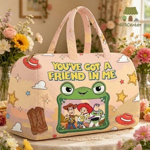 Toy Story Inspired Cowgirl Duffel Bag, You'Ve Got A Friend In Me Travel Bag, Woody Buzz Jessie Weekender Bag, Cute Kids Overnight Bag Gift image 2