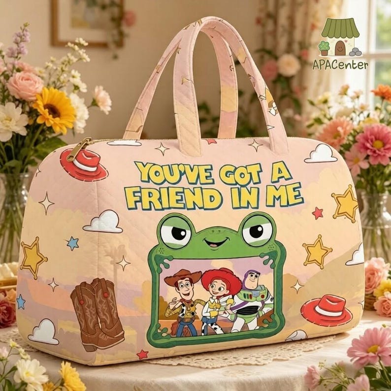 Toy Story Inspired Cowgirl Duffel Bag, You'Ve Got A Friend In Me Travel Bag, Woody Buzz Jessie Weekender Bag, Cute Kids Overnight Bag Gift image 2