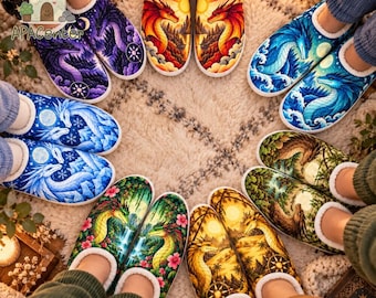 Wings of Fire Pyrrhia Slippers, 7 Tribe Collection, Fleece Lined House Shoes, SkyWing SeaWing MudWing SandWing RainWing IceWing NightWing