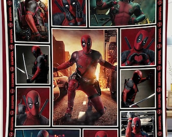 Deadpool Fleece Blanket, Vintage Blanket, Deadpool Throw Blanket Couch Sofa, Superhero Blanket, Deadpool Wolverine Blanket