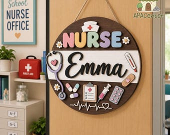Personalized Teacher Nurse Welcome Sign, Custom Medical Nurse Teacher Name Wooden Sign, Teacher Appreciation Gift, Back To School