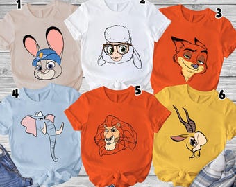 Disneyland Zootopia Halloween Costume Shirts, Zootopia Characters Big Face Shirt, Halloween Group Costume, Family Halloween Matching Outfits