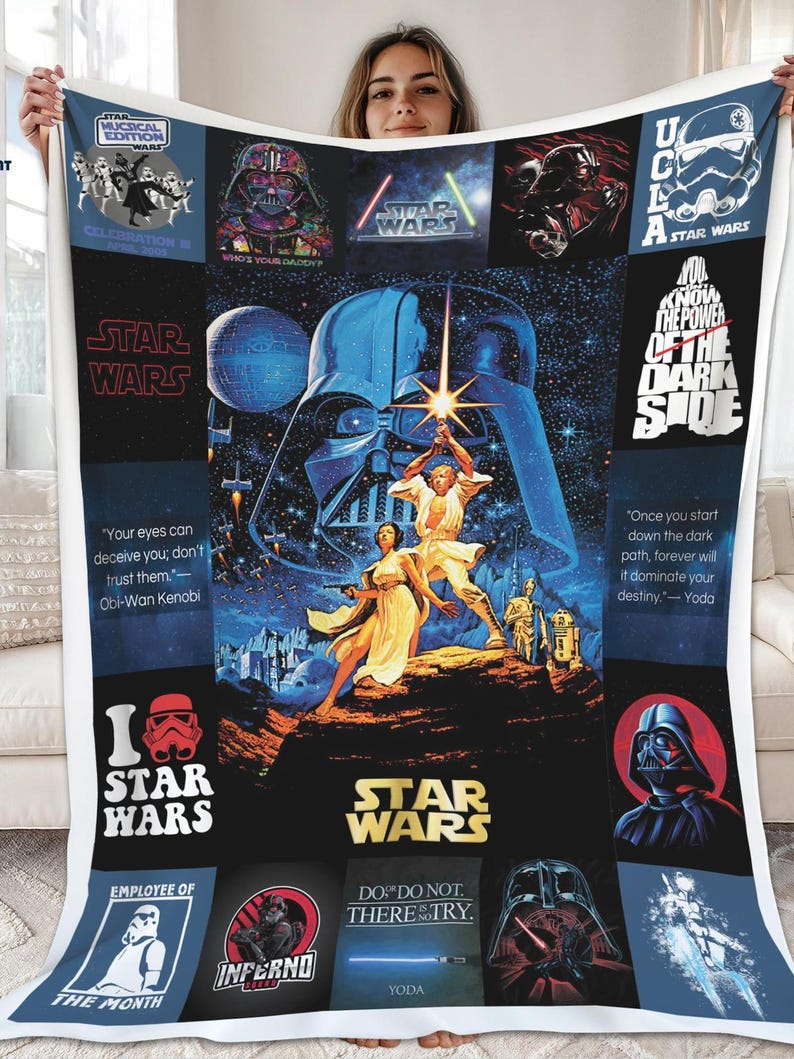 The Mandalorian Darth Vader Baby Yoda Blanket | Christmas Blanket | Fleece Blanket | Christmas Gift | Custom Gift Bild 2