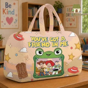 Toy Story Inspired Cowgirl Duffel Bag, You'Ve Got A Friend In Me Travel Bag, Woody Buzz Jessie Weekender Bag, Cute Kids Overnight Bag Gift image 1