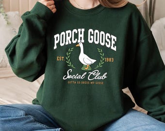 Funny Goose Shirt, Porch Goose Social Club Tee, Goose Lover Gift, Silly Goose Tee, Social Club Shirt, Trending Gift for Her