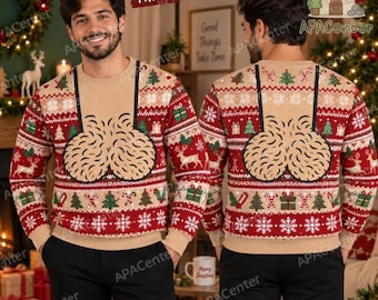 Mens Ugly Christmas Sweater, Funny Hairy Chest Sweater, Ugly Christmas Jingle Balls Sweatshirt, Funny Husband Gift, Humorous Holiday Sweater