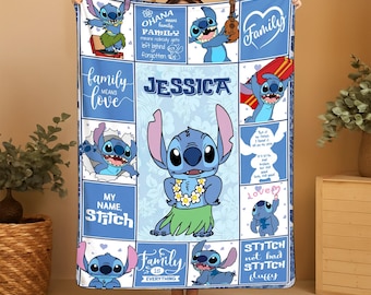 Personalized Stitch Fleece Blanket | My Name Stitch Blanket | Stitch Lovers Blanket | Fleece Blanket | Throw Blanket | Sofa Blanket