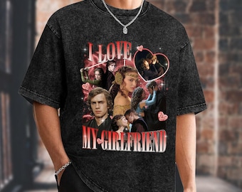 Custom I Love My Girlfriend Vintage Washed Shirt, Girlfriend Bootleg Shirt, I Love My Gf Shirt, Custom Girlfriend Tee, Valentines Day Gifts