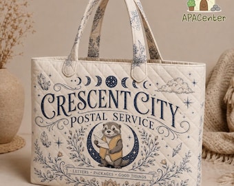 Crescent City Quilted Tote Bag, Crescent City Postal Service, Sarah J Maas Inspired Gift, Bryce Quinlan Merch, Fantastic Reader Handbag