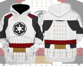 StarWars Trooper Samurai 3D Full Over Print Hoodie, Halloween Costume, Starwars Cosplay Sweatshirt, Stormtrooper Halloween Cosplay Outfit