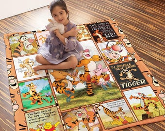 Tigger Blanket | Winnie The Pooh Tigger Fleece Blanket | Winnie The Pooh Birthday Gifts | Tigger Christmas Gifts | Pooh Bear Blanket
