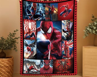 Spiderman Blanket, SpiderMan Blanket Quilt Gift For Fans, Avengers Super Hero Blanket, Superhero Christmas Gift For Kids