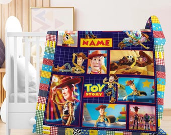 Custom Name Toy Story Blanket, Disneyland Toy Story Blanket, Woody Buzz Jessi Blanket, Toy Story Birthday Gift, Blanket for Kid Baby