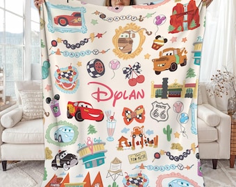 Personalized Coquette Bows Cars Blanket, Lightning McQueen Blanket, Cars Blanket, Baby Boy Blanket