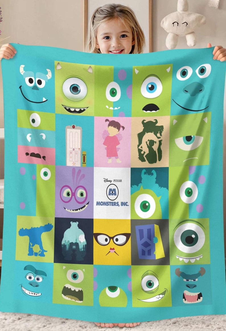 Manta de Monsters University / Manta polar de Monsters Inc. / Manta de James Sullivan y Mike Sulley / Regalos de cumpleaños y Navidad imagen 1