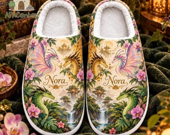 Personalized Wings of Fire Pantala Slippers, Custom Name SilkWing HiveWing LeafWing Dragons, Cozy Fantasy House Shoes