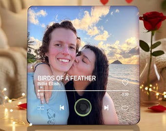 Personalized Photo & Music Fridge Magnet, Custom Music Fridge Magnet, Song Music Box, Voicemail Keepsake Anniversary Gift for Him
